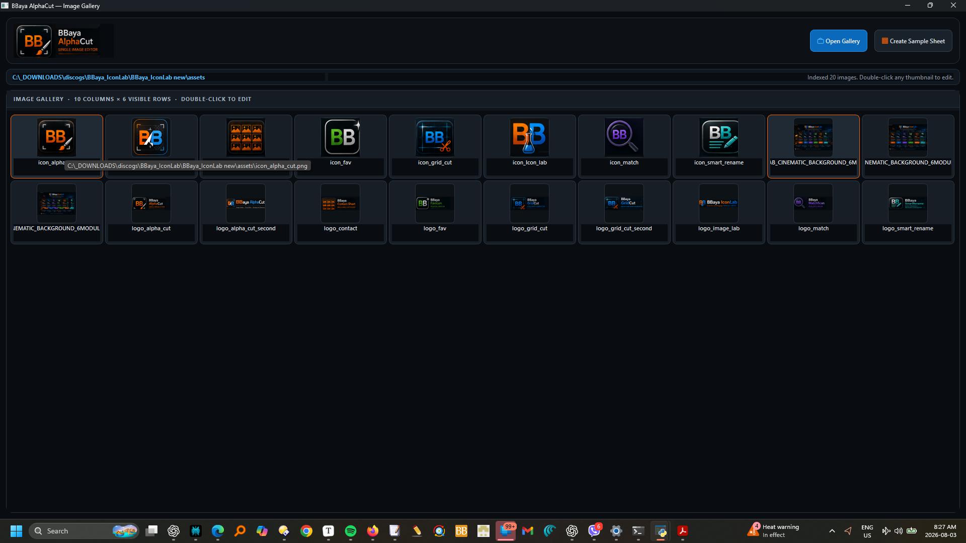 BBaya AlphaCut program interface