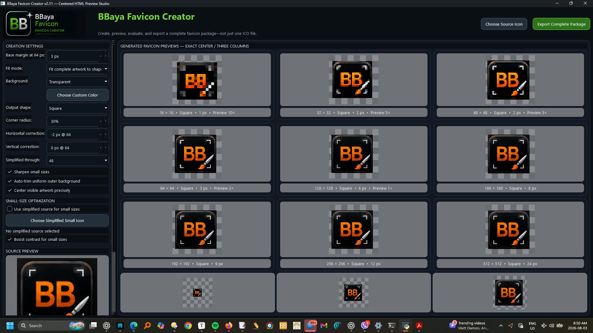 BBaya Favicon Creator program interface