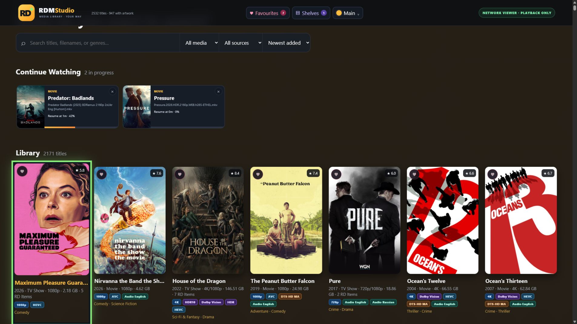 RDM PlayStudio remote-friendly playback library on Google TV