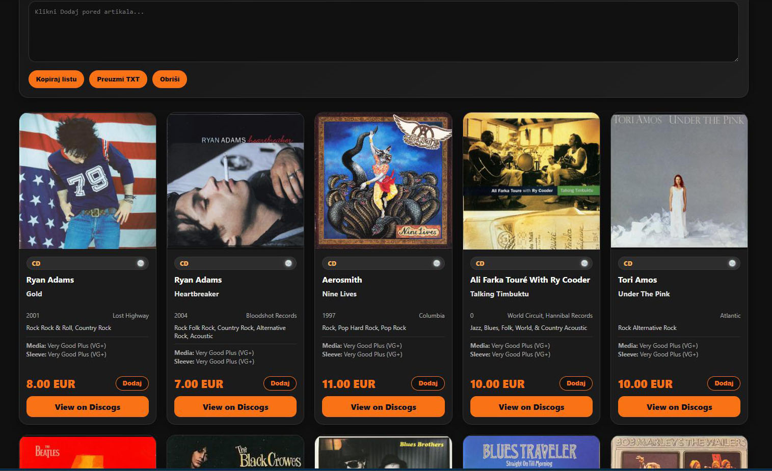Discogs Toolkit screenshot